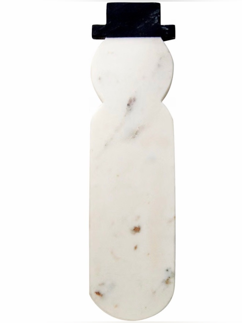 CREATIVE CO-OP NWT 19'L x 5"W Marble Snowman Shaped
Cutting Board, White & Black